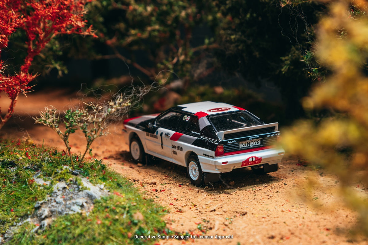 Tarmac Works Audi Quattro A1 Lombard RAC Rally 1982 Winner Mikkola Hertz diecast 1:64. Back
