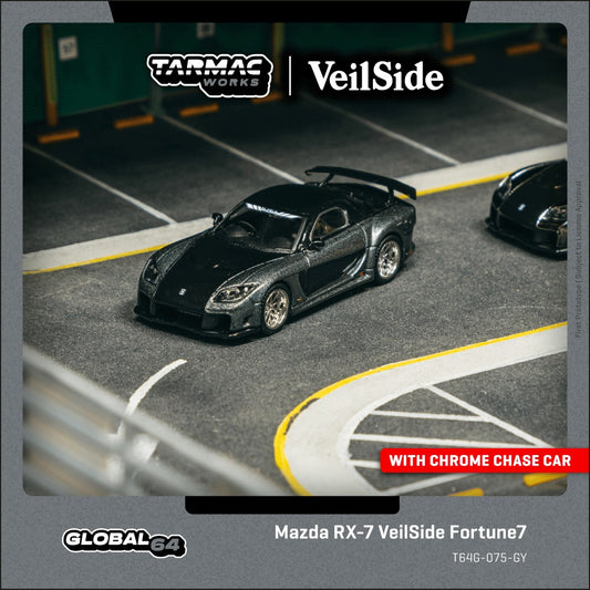 (Pre-Order) Tarmac Works - Mazda RX-7 VeilSide Fortune7 Grey Metallic and Black