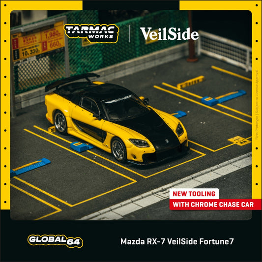 (Pre-Order) Tarmac Works - Mazda RX-7 VeilSide Fortune7, yellow/black