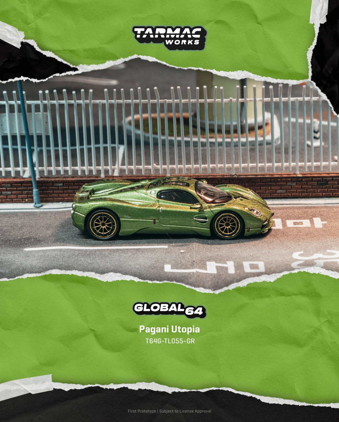 Tarmac Works Pagani Utopia green metallic hypercar diecast 1:64
