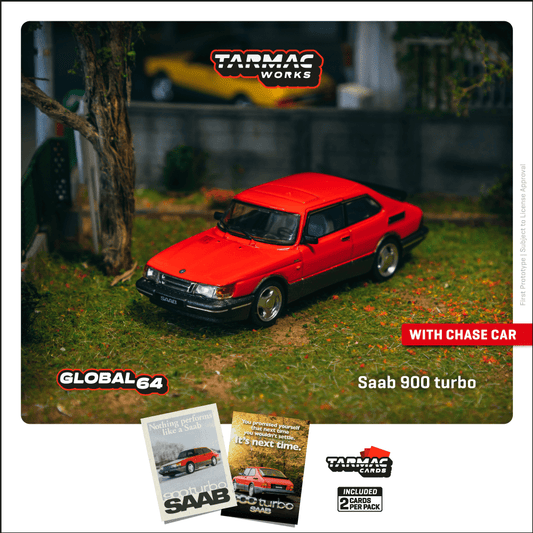 (Pre-Order) Tarmac Works - Saab 900 Turbo Red (Model Car + Trading Cards Combo Set)