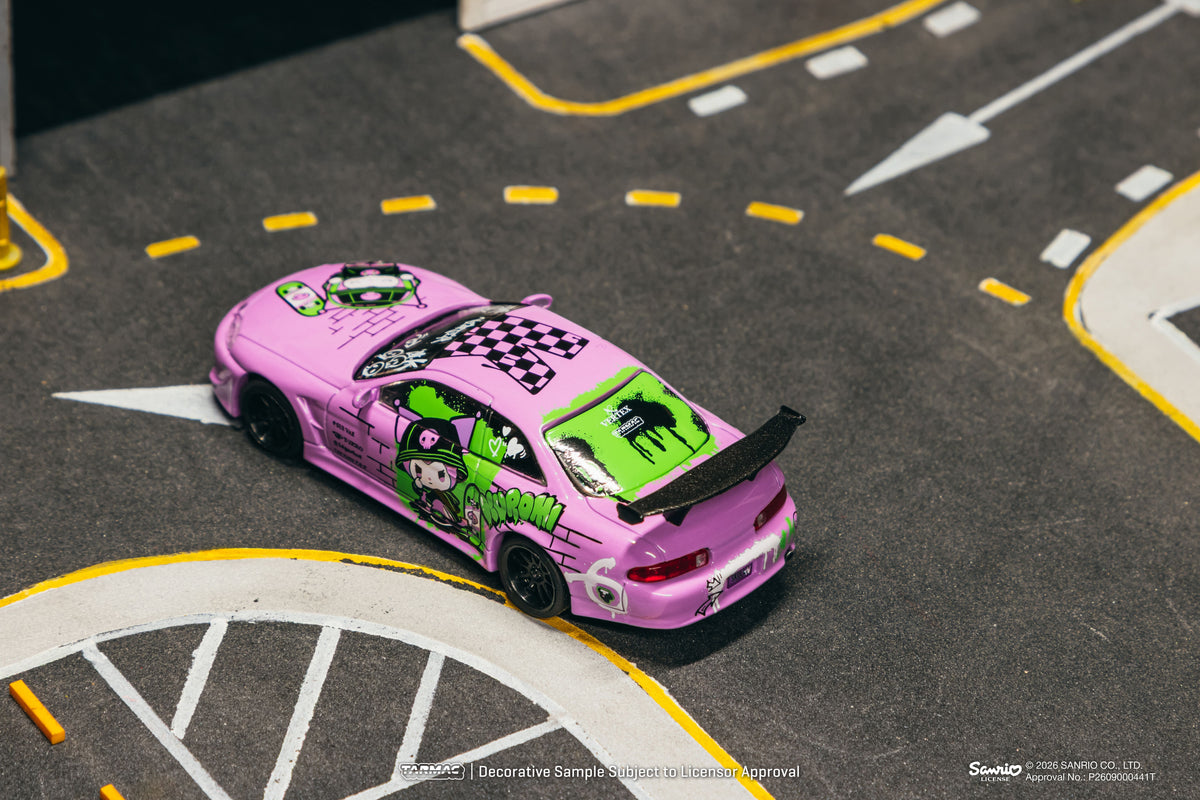 Tarmac Works Global64 Toyota Soarer JZZ30 Vertex Kuromi edition in 1:64 scale with character-themed graphics