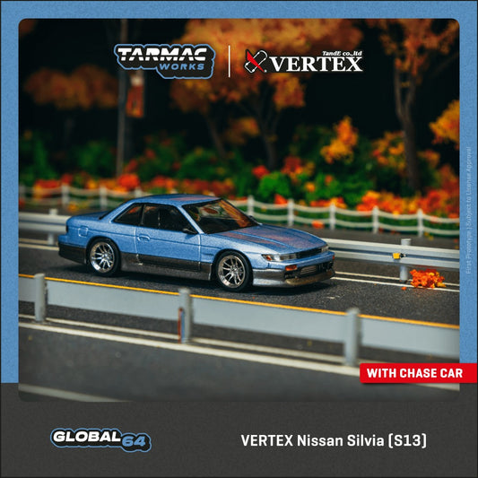 (Pre-Order) Tarmac Works - VERTEX Nissan Silvia (S13) Blue/Grey