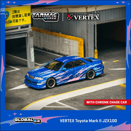 (Pre-Order) Tarmac Works - VERTEX Toyota Mark II JZX100 Blue Metallic