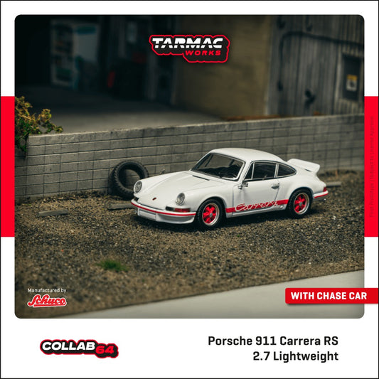 (Pre-Order) Tarmac Works x Schuco - Porsche 911 Carrera RS 2.7 Lightweight White/Red