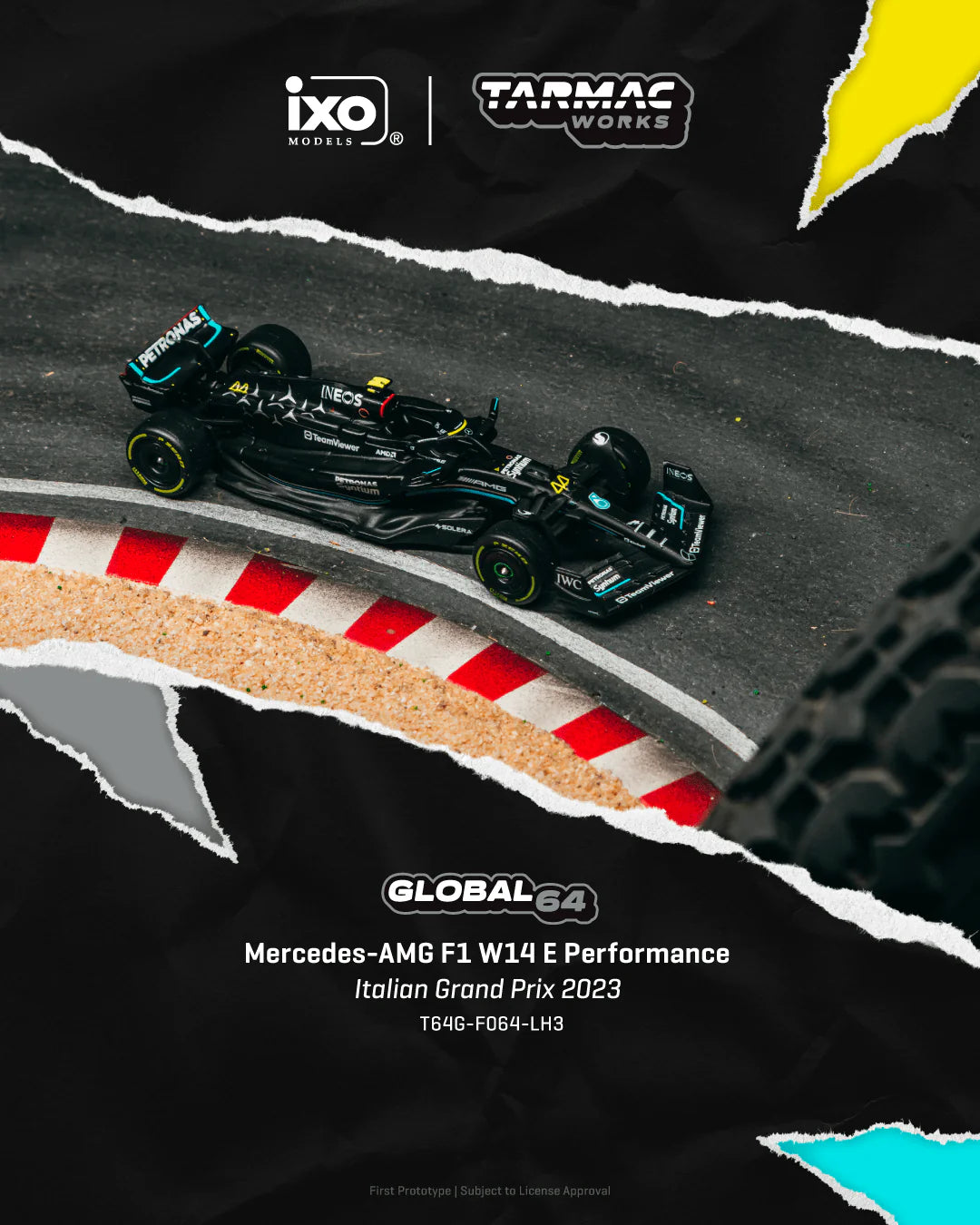 Tarmac Works 1:64 Mercedes-AMG F1 W14 E Performance Lewis Hamilton Italian Grand Prix 2023.