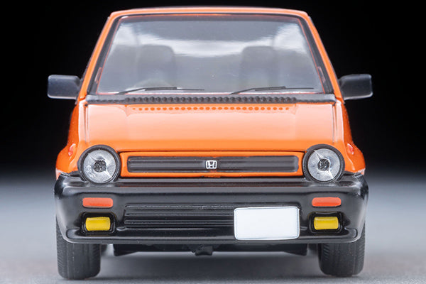Tomica Limited Vintage NEO 1984 Honda City Cabriolet in orange, 1:64 scale with detailed open body and interior
