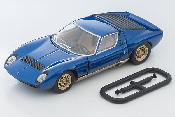 Tomica Limited Vintage 1:64 Lamborghini Miura SV blue metallic opening hood and rear cowl diecast model
