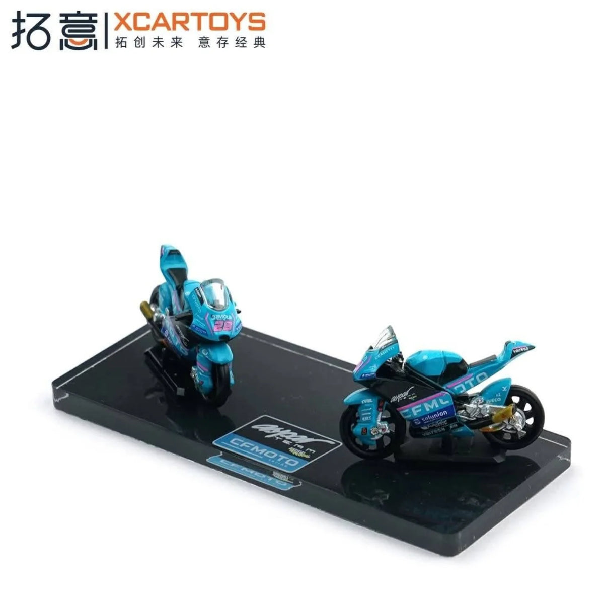 XCARTOYS CFMOTO Racing Moto3 blue twin pack motorcycles true 1:64 scale diecast