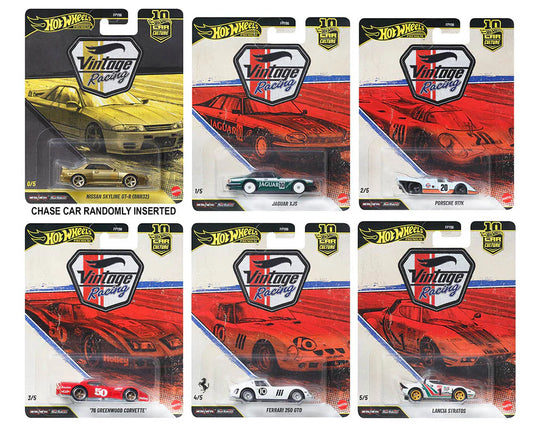 Hot Wheels Car Culture Vintage Racing premium diecast set featuring classic motorsport liveries in 1:64 scale