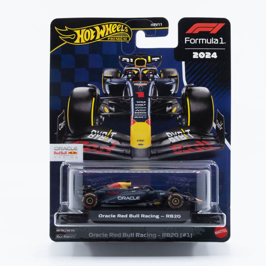 Hot Wheels F1 RB20 (#1) Oracle Red Bull Racing diecast, detailed Max Verstappen 2024 Formula 1 car in 1:64 scale.