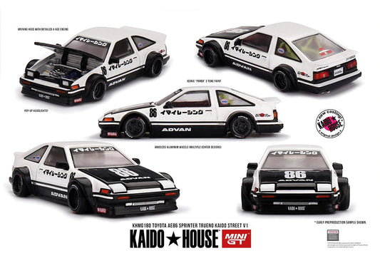 Kaido House Toyota Sprinter Trueno AE86 Kaido Works Imai Racing V1 1983 1:64 diecast inspired by Initial D