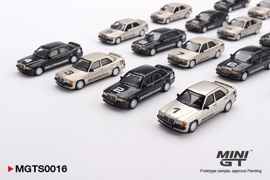 Mini GT Mercedes-Benz 190E EVO1 Nürburgring Race of Champions 1984 limited edition set with figures 1:64 scale