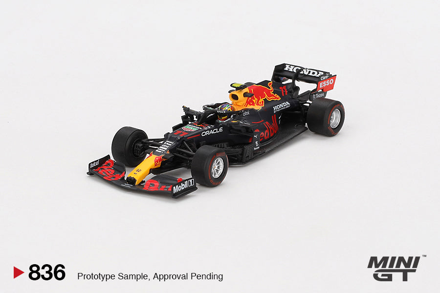 1:64 Mini GT Red Bull RB16B #11 Sergio Pérez, 2021 Azerbaijan GP winner, with detailed Red Bull livery and race-accurate design