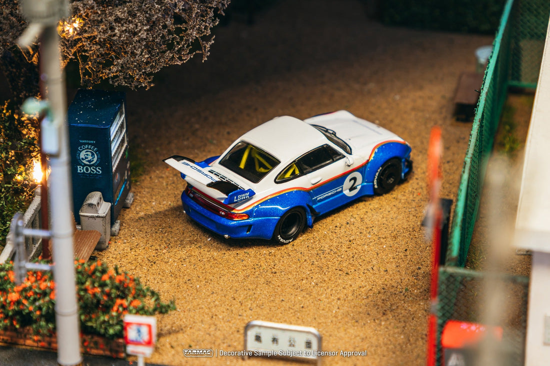 Tarmac Works RWB 993 #2 Liberty Walk 1:64 diecast with display container and decal set