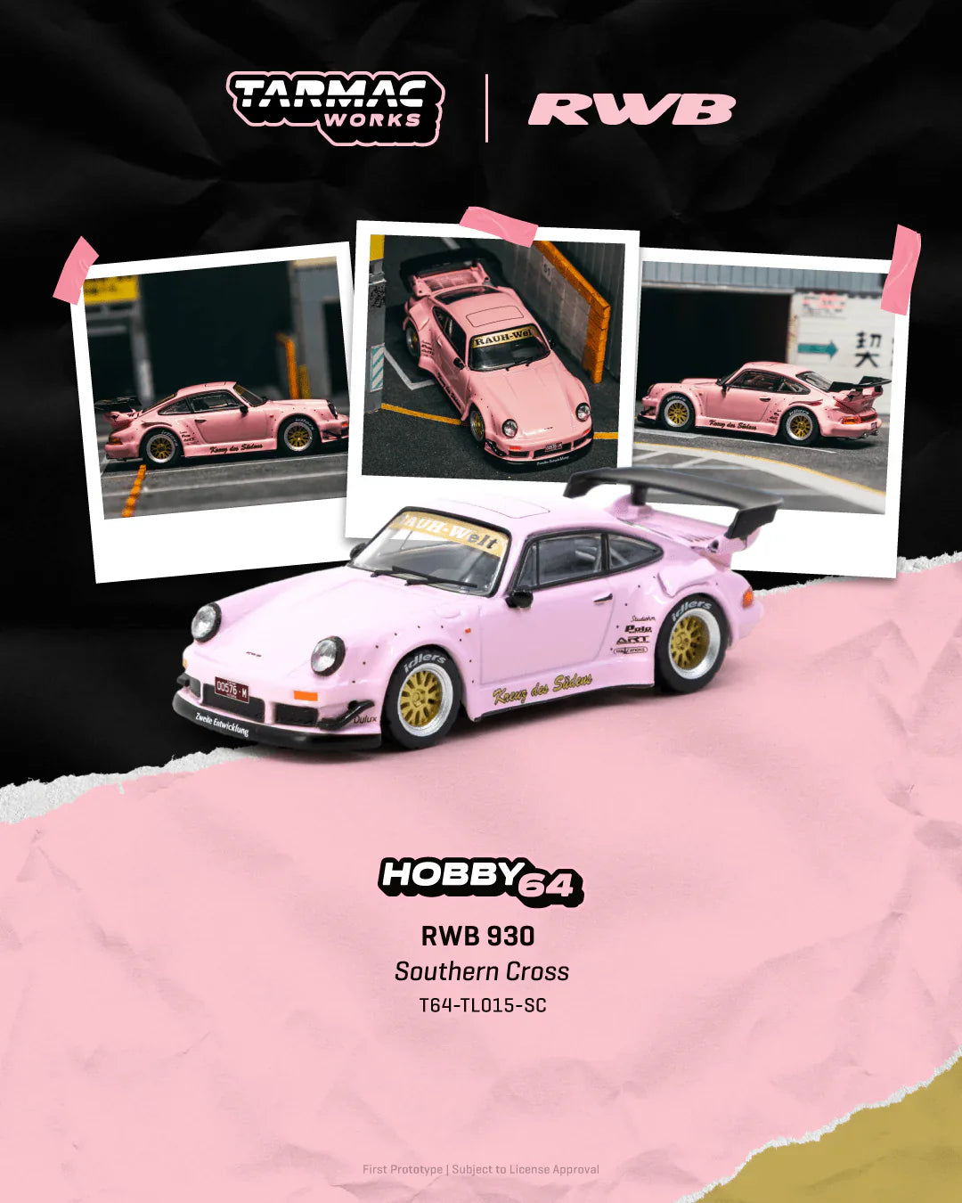 Tarmac Works RWB 930 Southern Cross 1:64 diecast Porsche widebody model inspired by Rauh-Welt Begriff styling.