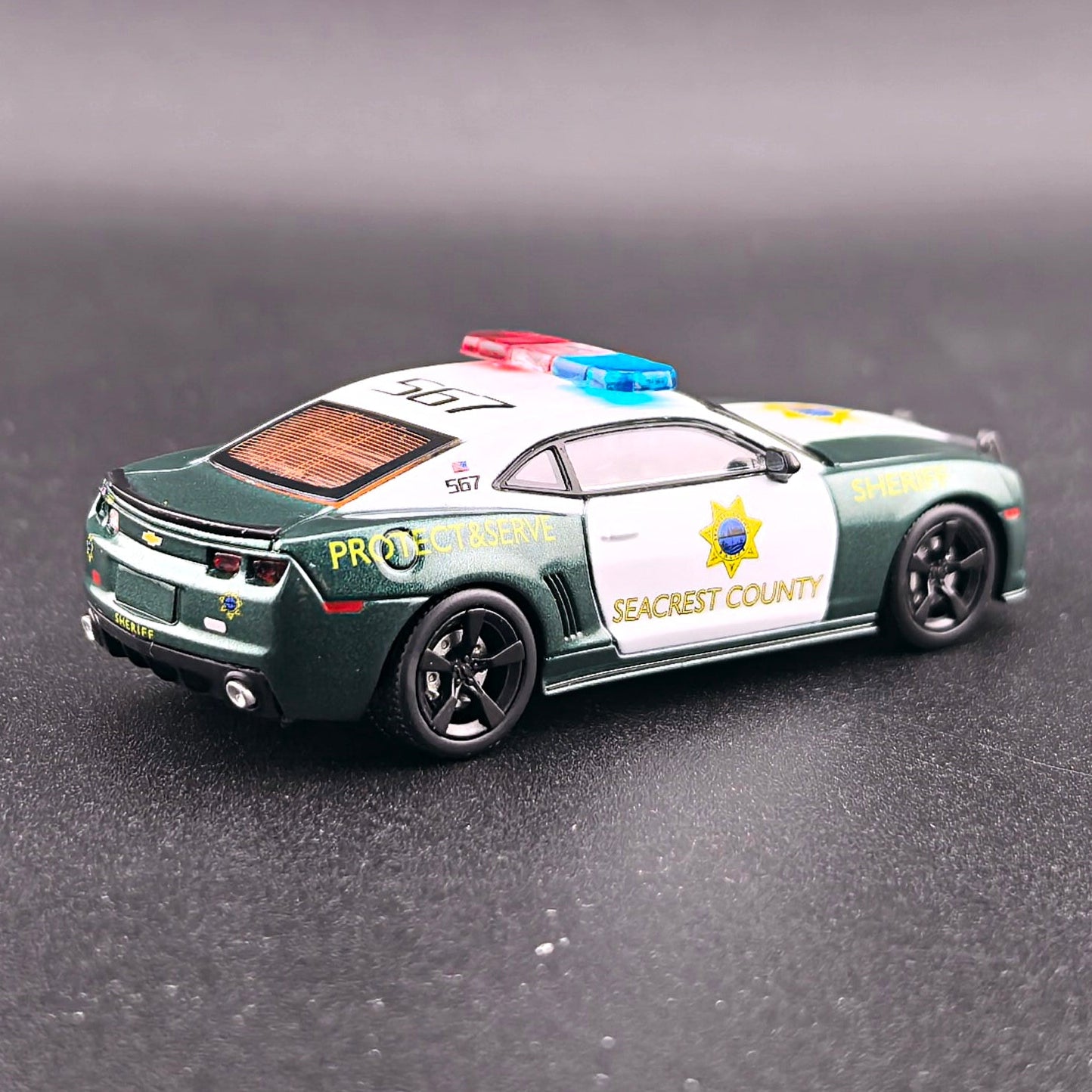 1+1 Model 2010 Chevrolet Camaro SS Police from Need for Speed Hot Pursuit with opening hood, detailed engine and extra wheels.