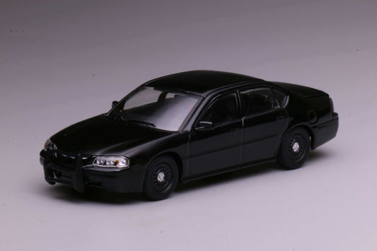 596 Models 2001 Chevrolet Impala 9C3 Undercover Police Package in matte black with front bull bar.