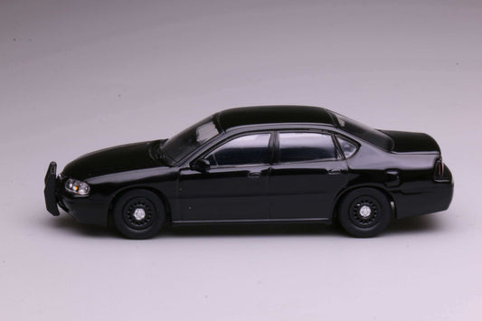 596 Models 2001 Chevrolet Impala 9C3 Undercover Police Package in matte black with front bull bar.