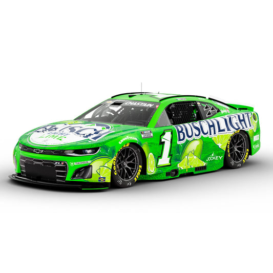 1:64 ARC diecast model of Ross Chastain’s 2025 #1 Chevrolet Camaro in Busch Light Lime livery.