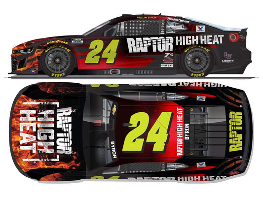 1:64 ARC 2025 Chevrolet #24 William Byron diecast model in Raptor High Heat livery with full sponsor details.