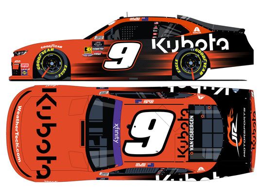 1:64 ARC 2025 Chevrolet #9 Shane van Gisbergen diecast in Kubota’s orange NASCAR livery.