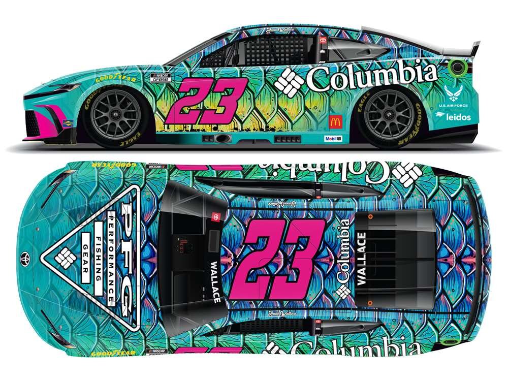 1:64 scale ARC diecast of Bubba Wallace’s 2025 #23 Toyota Camry XSE featuring Columbia Sportswear livery.