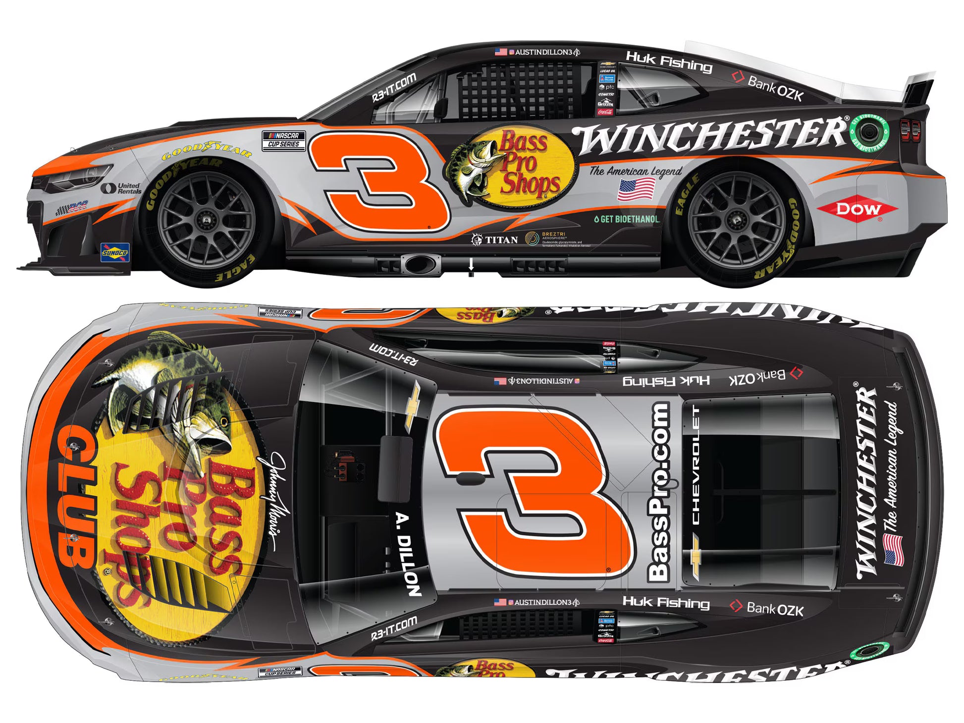ARC 2026 Chevrolet #3 Austin Dillon Bass Pro Shops Winchester NASCAR diecast 1:64