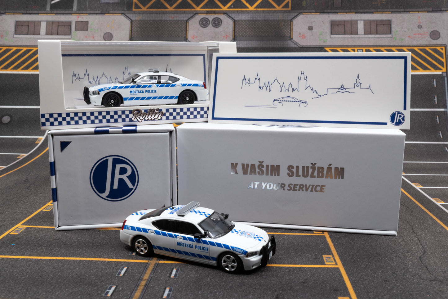 JR Collectibles x Rollin – Městská Policie Lázně Bohdaneč “Adam & Charlie” 1:64 twin police car collector set.