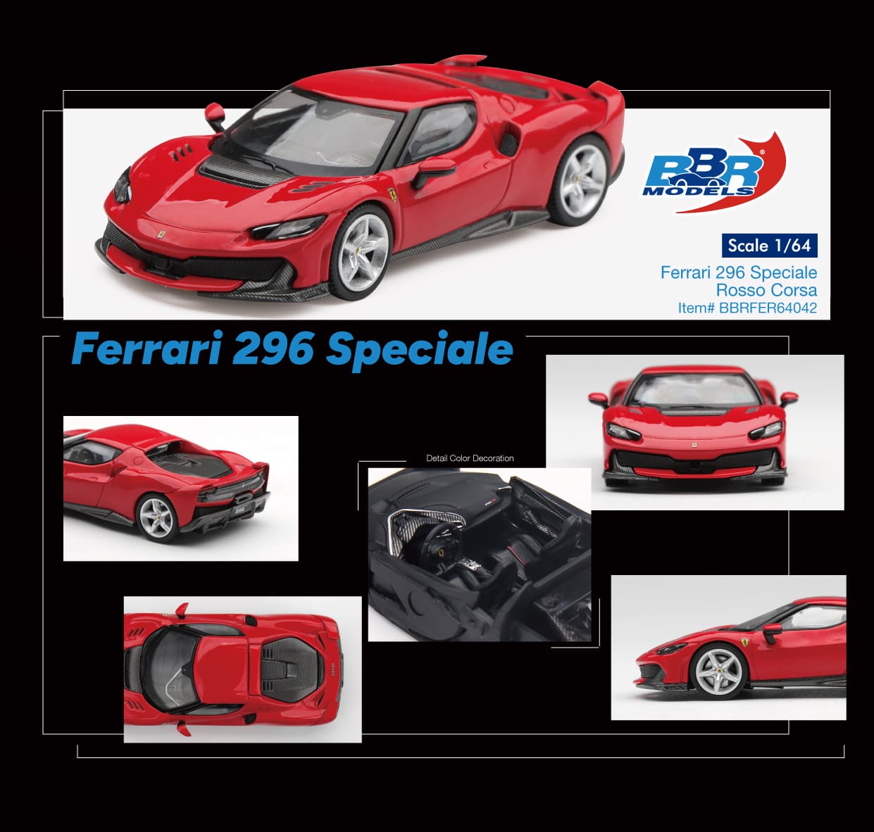BBR Models Ferrari 296 Speciale 2024 in Rosso Corsa.