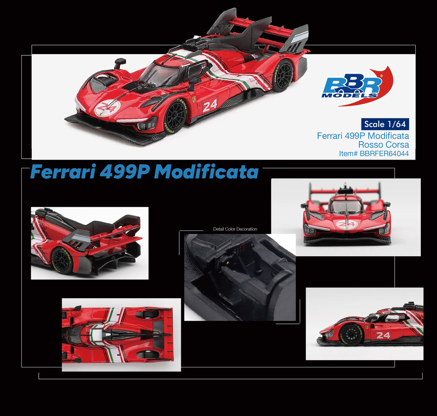 BBR Models Ferrari 499P Modificata 2025 in Rosso Corsa.