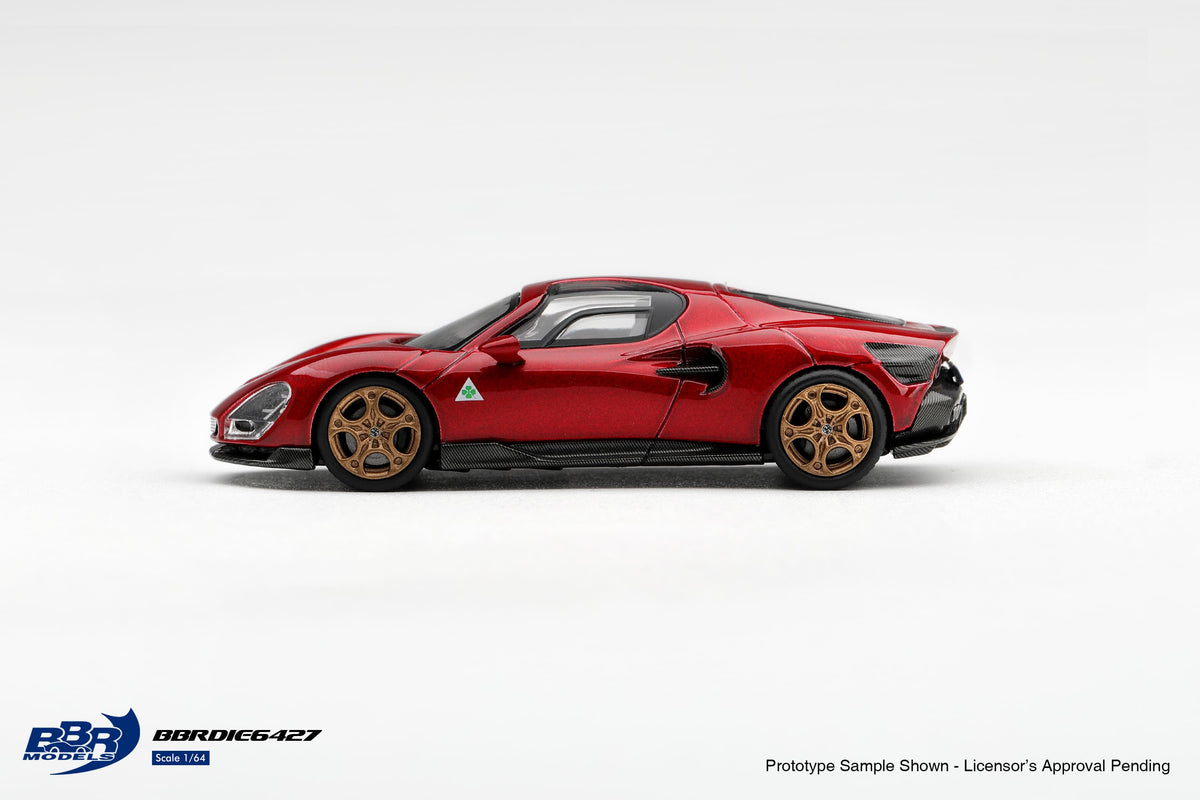 BBR Models Alfa Romeo 33 Stradale Rosso Villa D’Este 2025 in 1:64 scale, red diecast supercar model