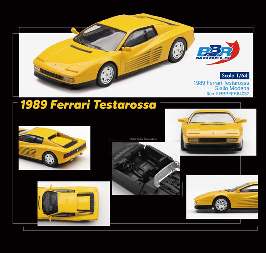 BBR Models 1:64 Ferrari Testarossa 1989 Giallo Modena yellow diecast model