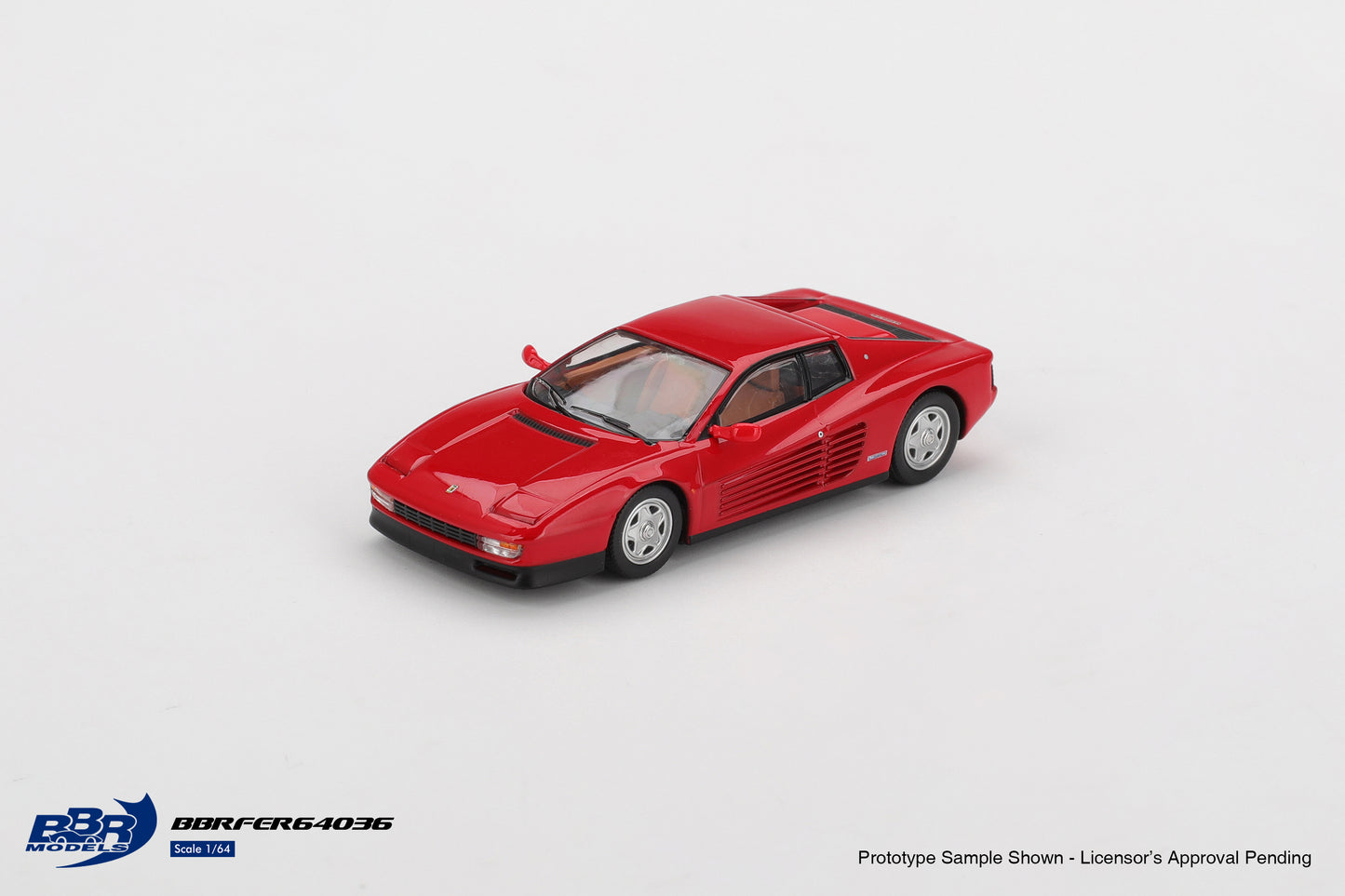 BBR Models 1:64 Ferrari Testarossa 1987 Rosso Corsa new tooling premium diecast model. Front