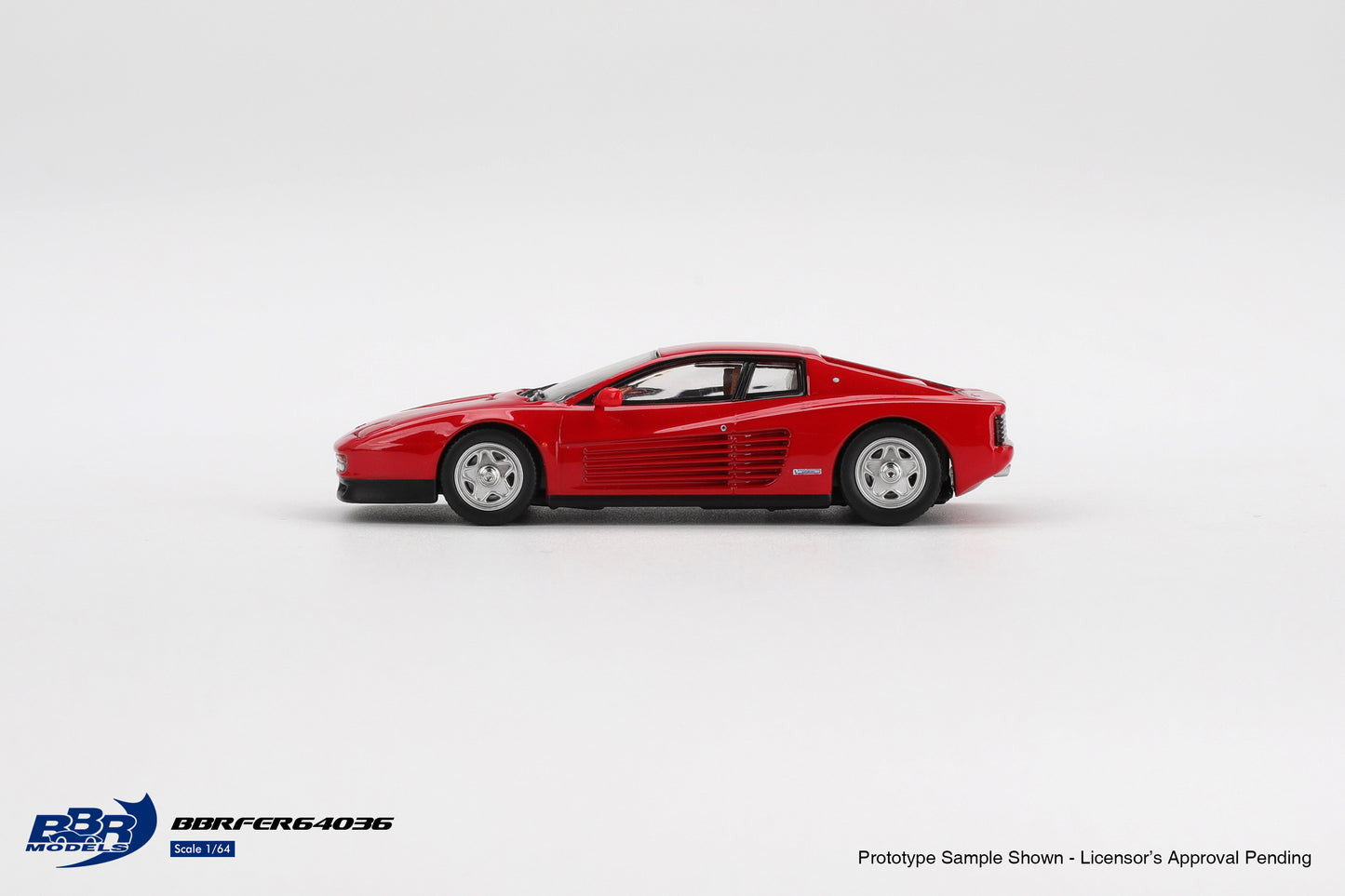 BBR Models 1:64 Ferrari Testarossa 1987 Rosso Corsa new tooling premium diecast model. Side