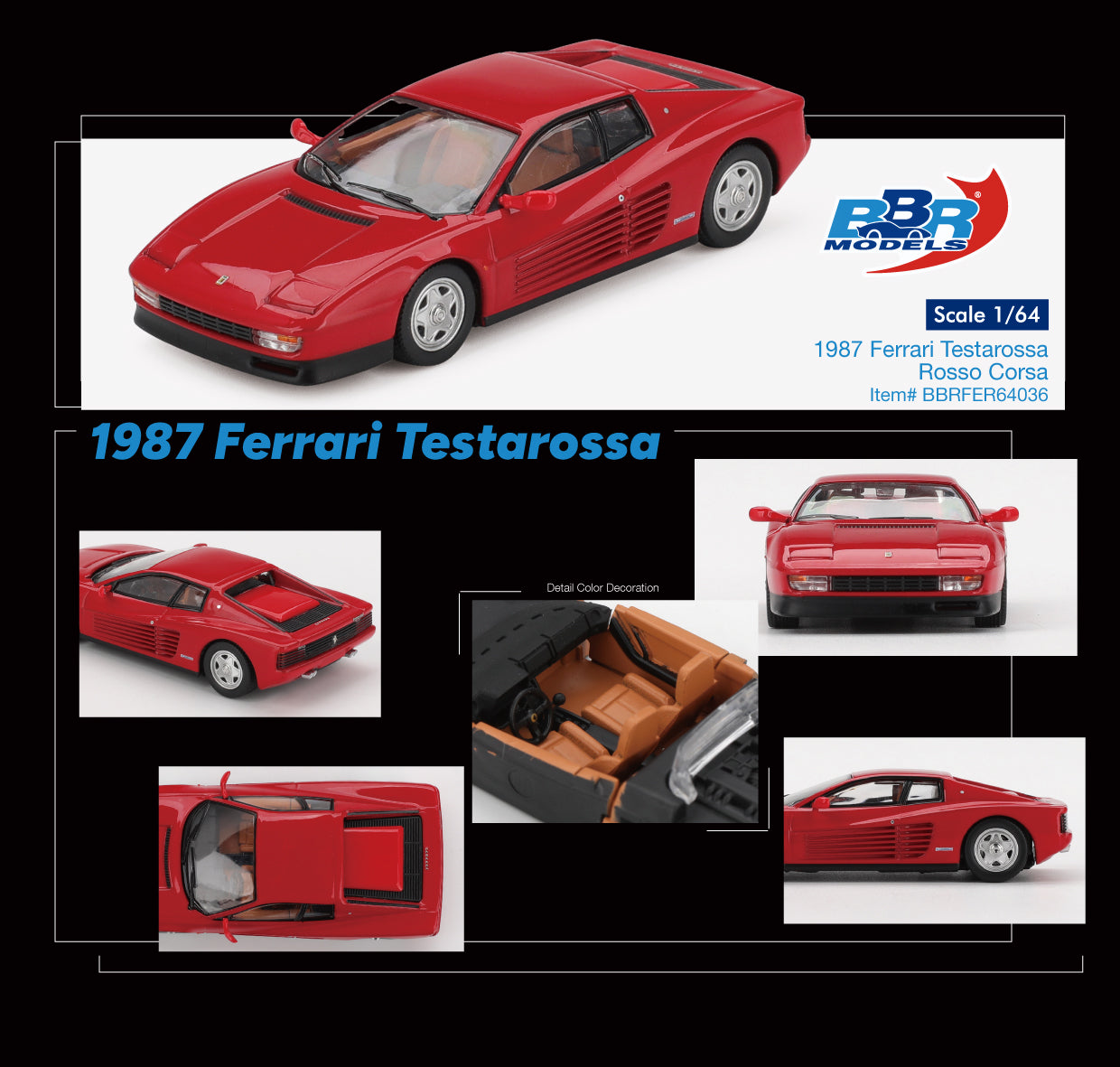 BBR Models 1:64 Ferrari Testarossa 1987 Rosso Corsa new tooling premium diecast model