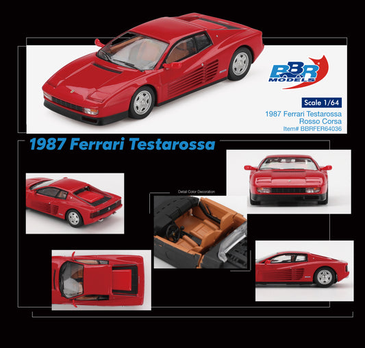 BBR Models 1:64 Ferrari Testarossa 1987 Rosso Corsa new tooling premium diecast model