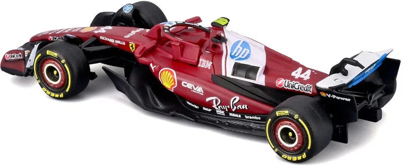 Bburago 1:64 Scuderia Ferrari SF-25 #44 Lewis Hamilton F1 model in blister packaging.