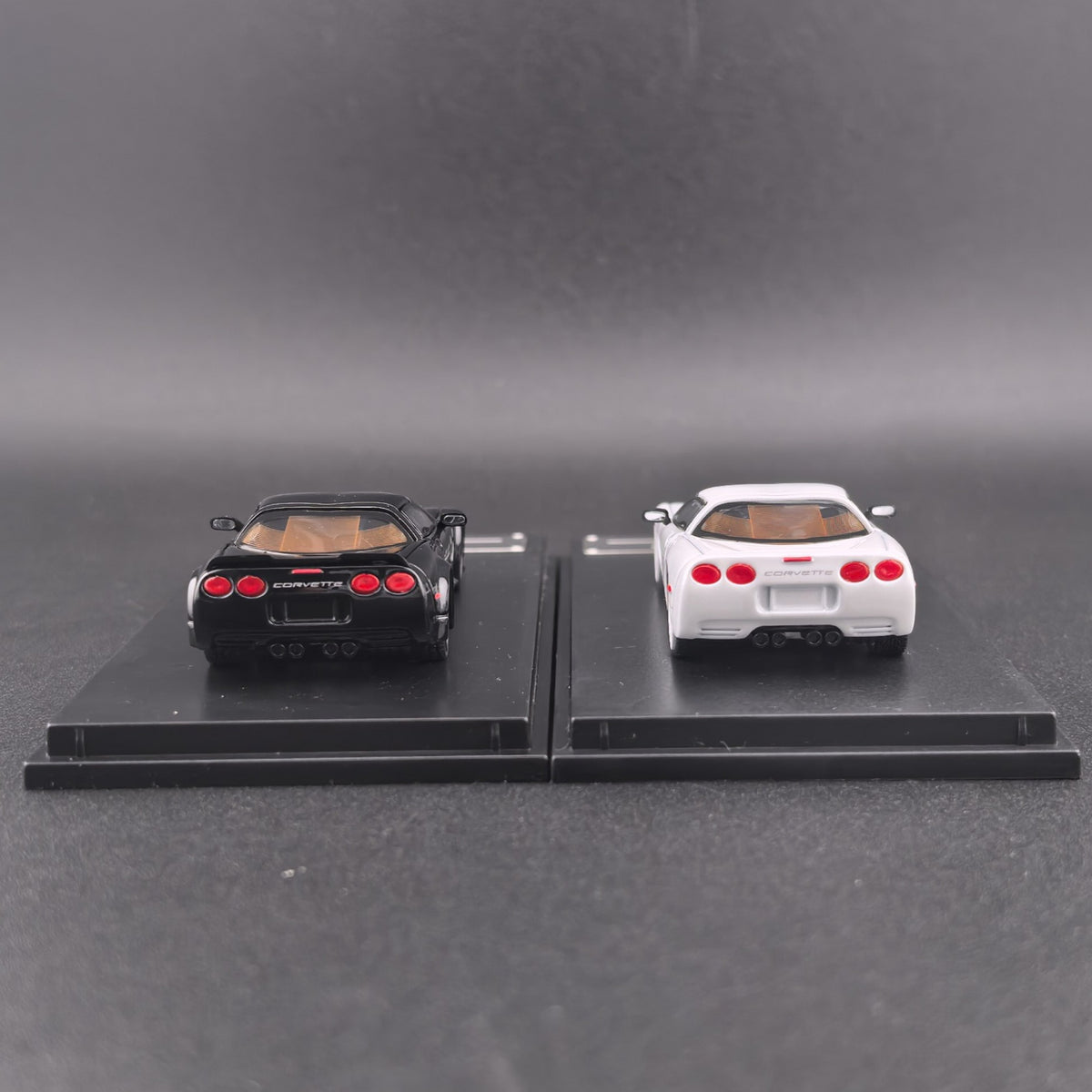 Fine Works 64 Chevrolet Corvette C5 in White Standard or Black Custom version with working pop-up headlights and acrylic case.