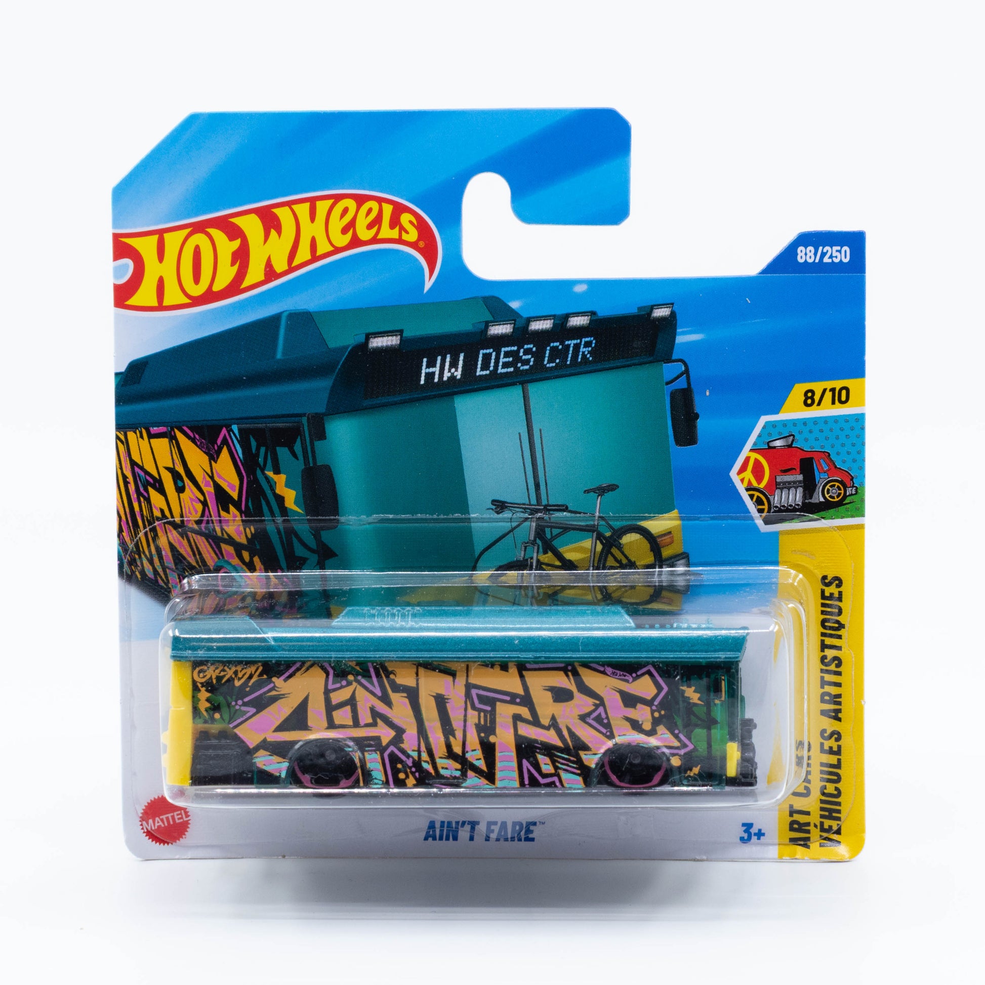 Hot Wheels 1:64 scale diecast model of Ain't Fare with bold custom graphics and vibrant street-style paint.