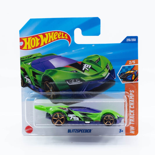 Hot Wheels Blitzspeeder diecast car model in 1:64 scale with futuristic design and vibrant color