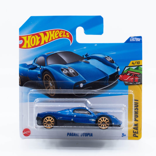 Hot Wheels Pagani Utopia diecast car model in 1:64 scale with aerodynamic design and vibrant paint