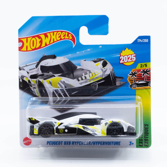 Hot Wheels Peugeot 9X8 Hypercar sleek aerodynamic race car model in colorful finish