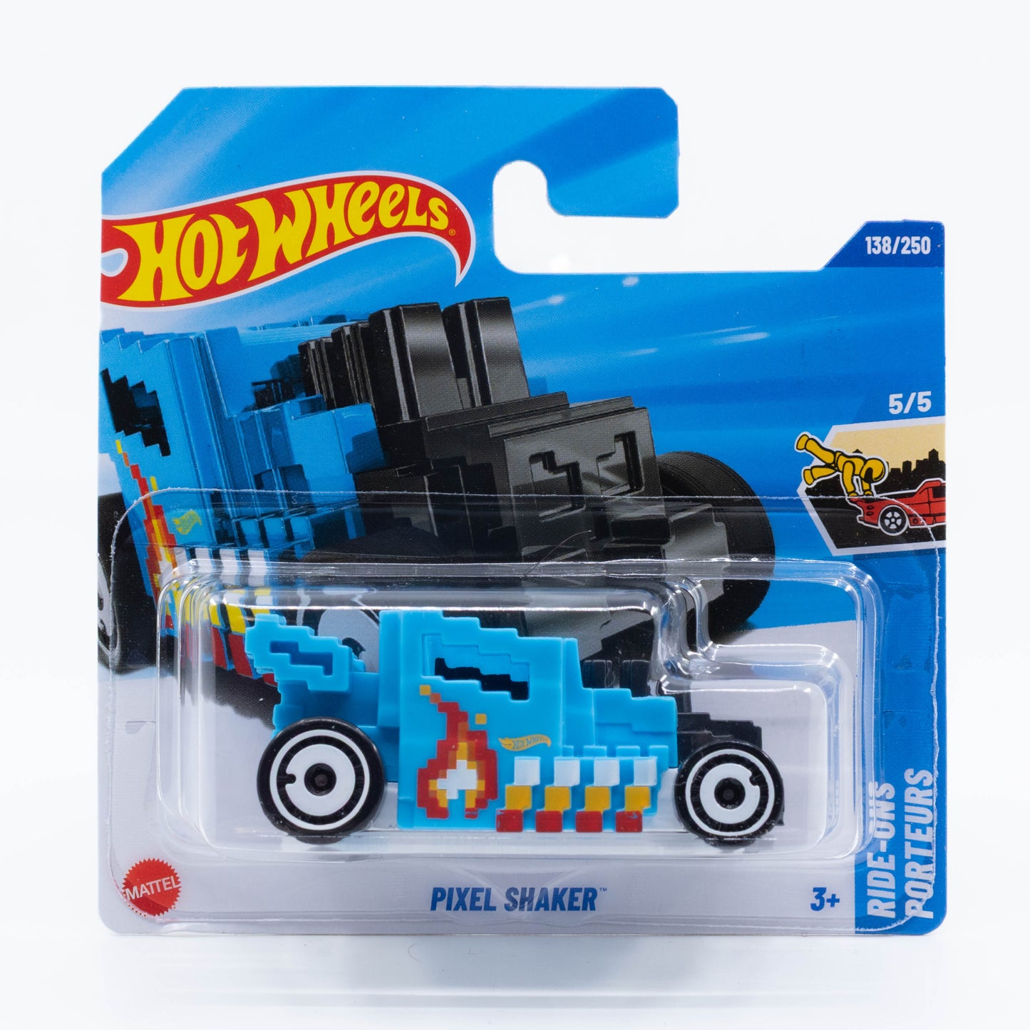 Hot Wheels Pixel Shaker diecast car in 1:64 scale with pixelated graphics and colorful design.