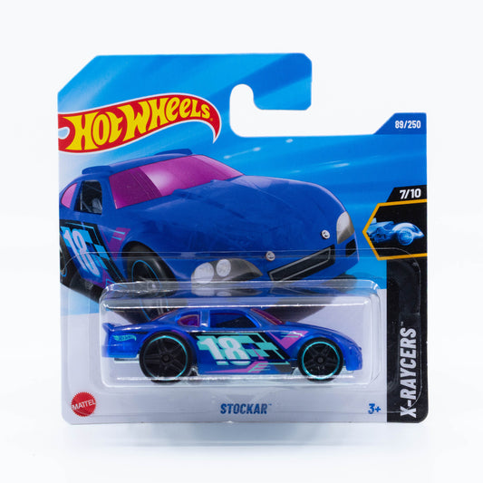 Hot Wheels 1:64 scale Stockar diecast model showcasing bold sporty design and detailed decals.
