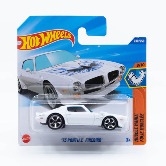 Hot Wheels ’73 Pontiac Firebird diecast car model in 1:64 scale with classic muscle car design
