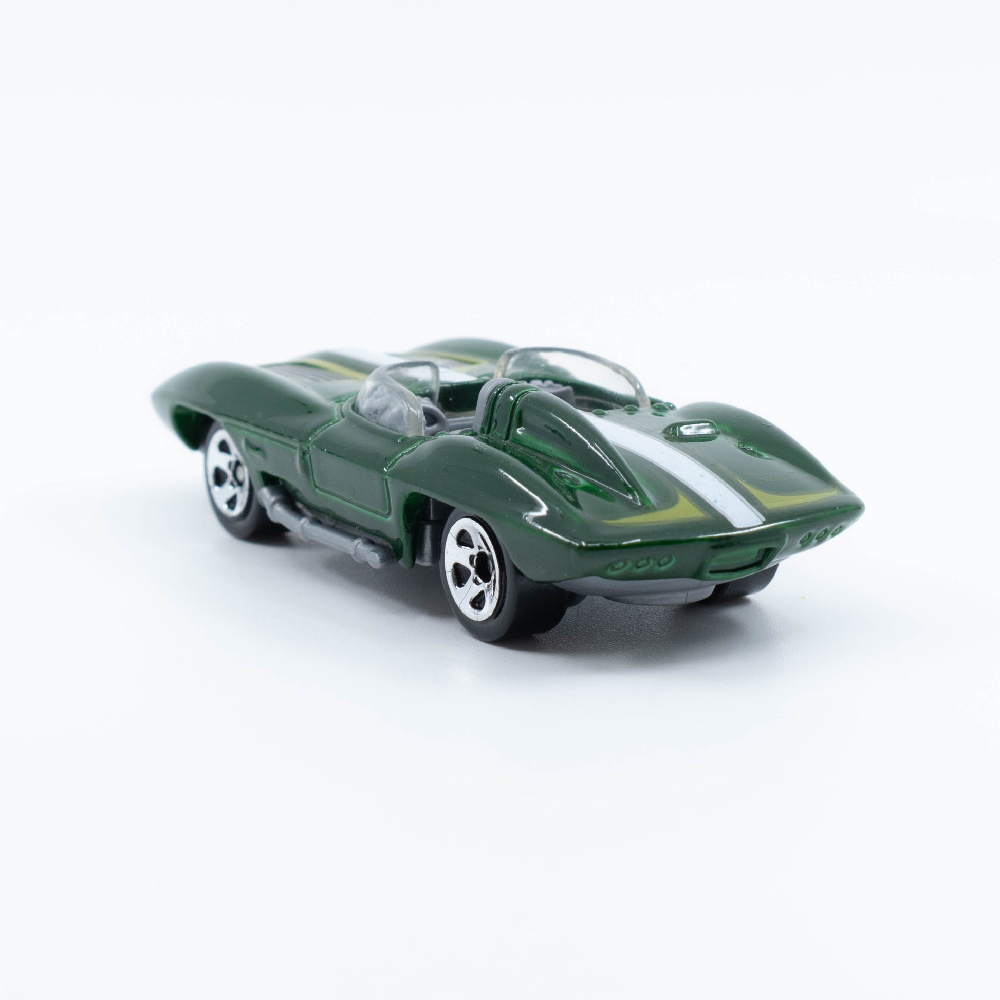Hot Wheels Corvette Stingray diecast with a sleek, low-profile design and bold detailing. Back