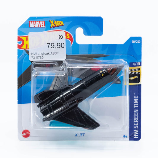 Hot Wheels 1:64 scale X-Jet diecast model inspired by Marvel’s X-Men aircraft.