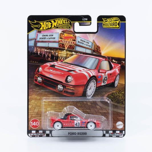 Hot Wheels Boulevard Premium Ford RS200 red with white graphics 1:64 rally diecast model