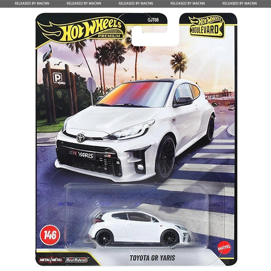 Hot Wheels Boulevard Toyota GR Yaris white 1:64 scale premium die-cast model.
